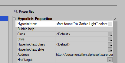 Modified HTML for hyperlink text